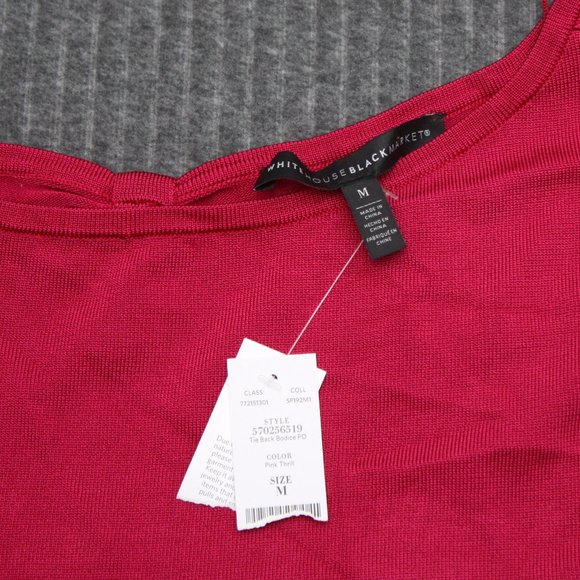 NWT White House Black Market Sleeveless Tie Back Bodice Medium Pink Thrill - Picture 5 of 5